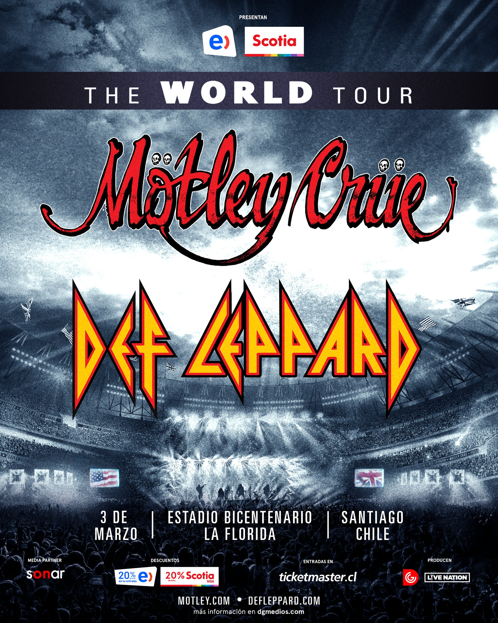 Ganadores de entradas para Mötley Crüe + Def Leppard en Chile